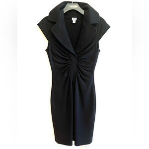 Cache Elegant Black Dress with Cap Sleeves in Stretchy Fabric Size 4